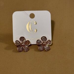 Rose Gold plated flower earrings